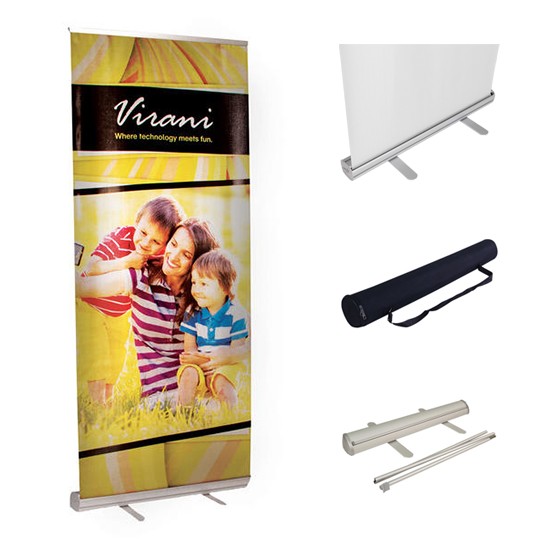 Retractable backdrop banner stand for trade shows