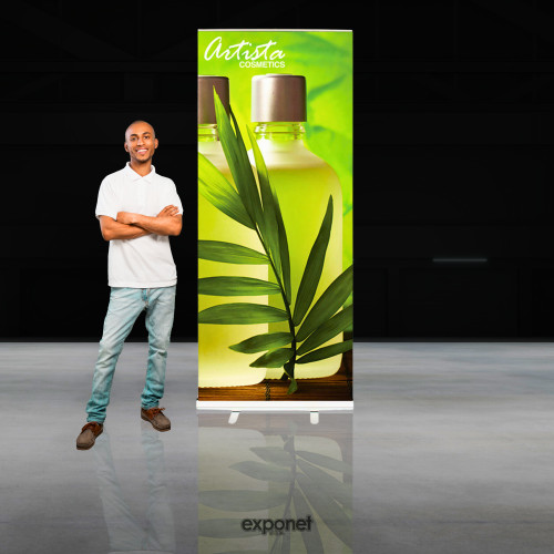Retractable Roll Up Banner Stand 33 x 81 inches for trade shows